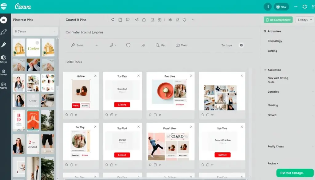 Canva-Interface mit Pinterest-Vorlagen