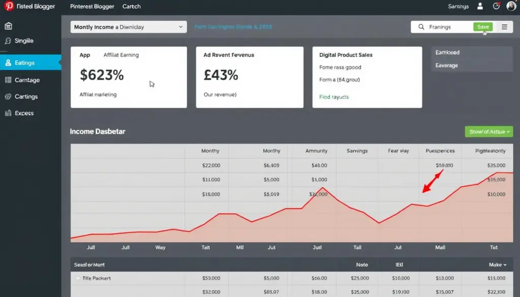 Einnahmen-Dashboard eines erfolgreichen Pinterest-Bloggers