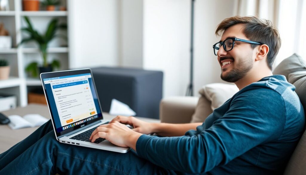 Einsteiger nutzt das 12 Minuten Affiliate System am Laptop
